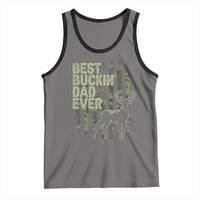 Funny Best Buckin Dad Ever Tank Top Deer Hunting Camo American Flag
