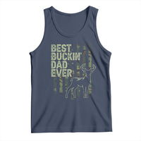 Funny Best Buckin Dad Ever Tank Top Deer Hunting Camo American Flag
