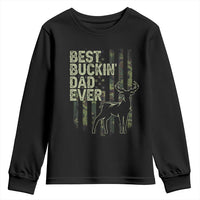 Funny Best Buckin Dad Ever Youth Sweatshirt Deer Hunting Camo American Flag