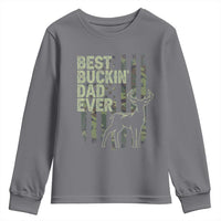 Funny Best Buckin Dad Ever Youth Sweatshirt Deer Hunting Camo American Flag