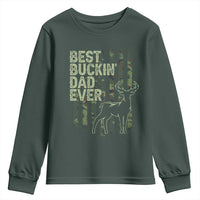 Funny Best Buckin Dad Ever Youth Sweatshirt Deer Hunting Camo American Flag