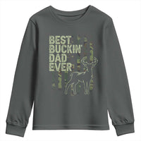 Funny Best Buckin Dad Ever Youth Sweatshirt Deer Hunting Camo American Flag