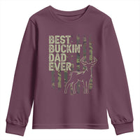 Funny Best Buckin Dad Ever Youth Sweatshirt Deer Hunting Camo American Flag