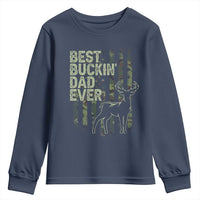 Funny Best Buckin Dad Ever Youth Sweatshirt Deer Hunting Camo American Flag