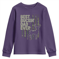 Funny Best Buckin Dad Ever Youth Sweatshirt Deer Hunting Camo American Flag