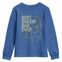Funny Best Buckin Dad Ever Youth Sweatshirt Deer Hunting Camo American Flag