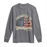 Funny Promoted To Grandfather 2025 Long Sleeve Shirt Newborn Vintage American Flag