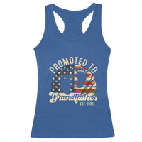 Funny Promoted To Grandfather 2025 Racerback Tank Top Newborn Vintage American Flag