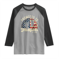 Funny Promoted To Grandfather 2025 Raglan Shirt Newborn Vintage American Flag