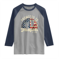 Funny Promoted To Grandfather 2025 Raglan Shirt Newborn Vintage American Flag