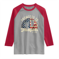 Funny Promoted To Grandfather 2025 Raglan Shirt Newborn Vintage American Flag
