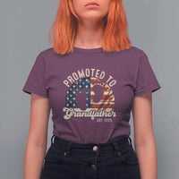 Funny Promoted To Grandfather 2025 T Shirt For Women Newborn Vintage American Flag