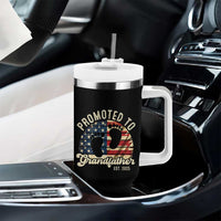 Funny Promoted To Grandfather 2025 Tumbler With Handle Newborn Vintage American Flag