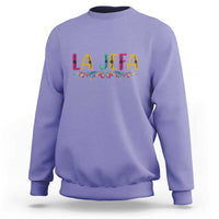 Funny Mexican Spanish La Jefa Boss Sweatshirt Mexican Flowers