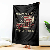 Knower Of Stuff Fixer Of Things Throw Blanket Funny Handyman Fathers Day American Flag
