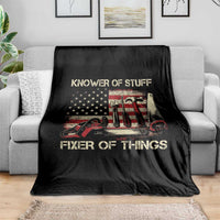 Knower Of Stuff Fixer Of Things Throw Blanket Funny Handyman Fathers Day American Flag