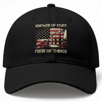 Knower Of Stuff Fixer Of Things Baseball Cap Funny Handyman Fathers Day American Flag