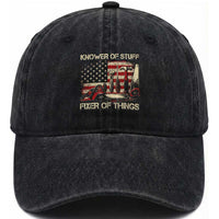 Knower Of Stuff Fixer Of Things Washed Cotton Baseball Cap Funny Handyman Fathers Day American Flag