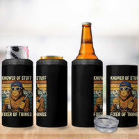 Knower Of Stuff Fixer Of Things 4 in 1 Can Cooler Tumbler Mechanic Bigfoot Dad