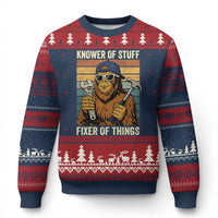 Knower Of Stuff Fixer Of Things Ugly Christmas Sweater Mechanic Bigfoot Dad