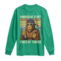 Knower Of Stuff Fixer Of Things Long Sleeve Shirt Mechanic Bigfoot Dad