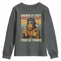 Knower Of Stuff Fixer Of Things Youth Sweatshirt Mechanic Bigfoot Dad