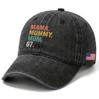 Mama Mommy Mom 67 Washed Cotton Baseball Cap Funny Six Seven Mother's Day