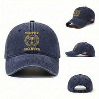 Trophy Grandpa Washed Cotton Baseball Cap Funny Number One Grandfather