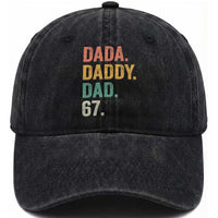 Dada Daddy Dad 67 Washed Cotton Baseball Cap Funny Six Seven Father's Day