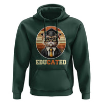Funny Cat Hoodie Educated Graduation Academic Regalia Cap Gown - Wonder Print Shop