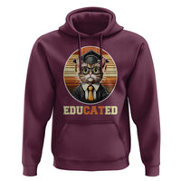 Funny Cat Hoodie Educated Graduation Academic Regalia Cap Gown - Wonder Print Shop