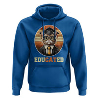 Funny Cat Hoodie Educated Graduation Academic Regalia Cap Gown - Wonder Print Shop