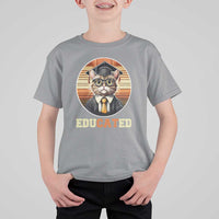 Funny Cat T Shirt For Kid Educated Graduation Academic Regalia Cap Gown - Wonder Print Shop