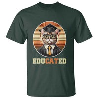 Funny Cat T Shirt Educated Graduation Academic Regalia Cap Gown - Wonder Print Shop