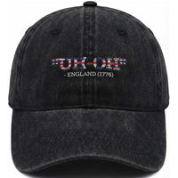 Funny Uh Oh England 1776 Washed Cotton Baseball Cap 4th Of July USA Grunge Union Jack Flag