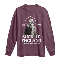 Funny Suck It England Long Sleeve Shirt 4th of July 1776 George Washington - Wonder Print Shop