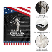 Funny Suck It England Patriotic Garden Flag 4th of July 1776 George Washington