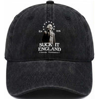 Funny Suck It England Washed Cotton Baseball Cap 4th of July 1776 George Washington