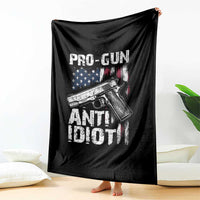 Pro Gun Anti Idiot Throw Blanket Vintage American Flag 2nd Amendment - Wonder Print Shop