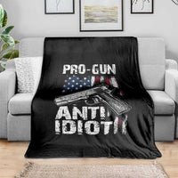 Pro Gun Anti Idiot Throw Blanket Vintage American Flag 2nd Amendment - Wonder Print Shop