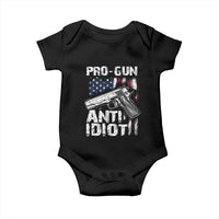 Pro Gun Anti Idiot Baby Onesie Vintage American Flag 2nd Amendment - Wonder Print Shop