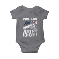 Pro Gun Anti Idiot Baby Onesie Vintage American Flag 2nd Amendment - Wonder Print Shop