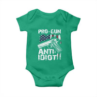 Pro Gun Anti Idiot Baby Onesie Vintage American Flag 2nd Amendment - Wonder Print Shop