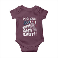 Pro Gun Anti Idiot Baby Onesie Vintage American Flag 2nd Amendment - Wonder Print Shop