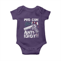 Pro Gun Anti Idiot Baby Onesie Vintage American Flag 2nd Amendment - Wonder Print Shop