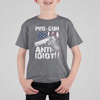 Pro Gun Anti Idiot T Shirt For Kid Vintage American Flag 2nd Amendment - Wonder Print Shop