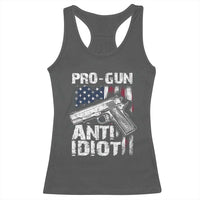 Pro Gun Anti Idiot Racerback Tank Top Vintage American Flag 2nd Amendment - Wonder Print Shop