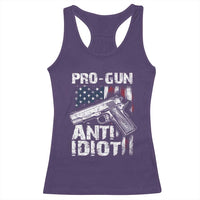 Pro Gun Anti Idiot Racerback Tank Top Vintage American Flag 2nd Amendment - Wonder Print Shop