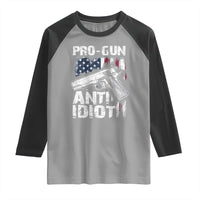 Pro Gun Anti Idiot Raglan Shirt Vintage American Flag 2nd Amendment - Wonder Print Shop