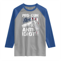Pro Gun Anti Idiot Raglan Shirt Vintage American Flag 2nd Amendment - Wonder Print Shop
